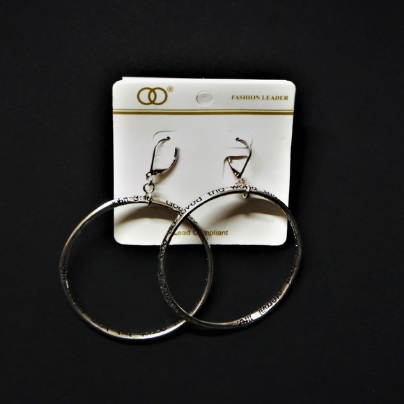 John 3:16 Inscribed Hoop Earrings - Picture 1 of 3